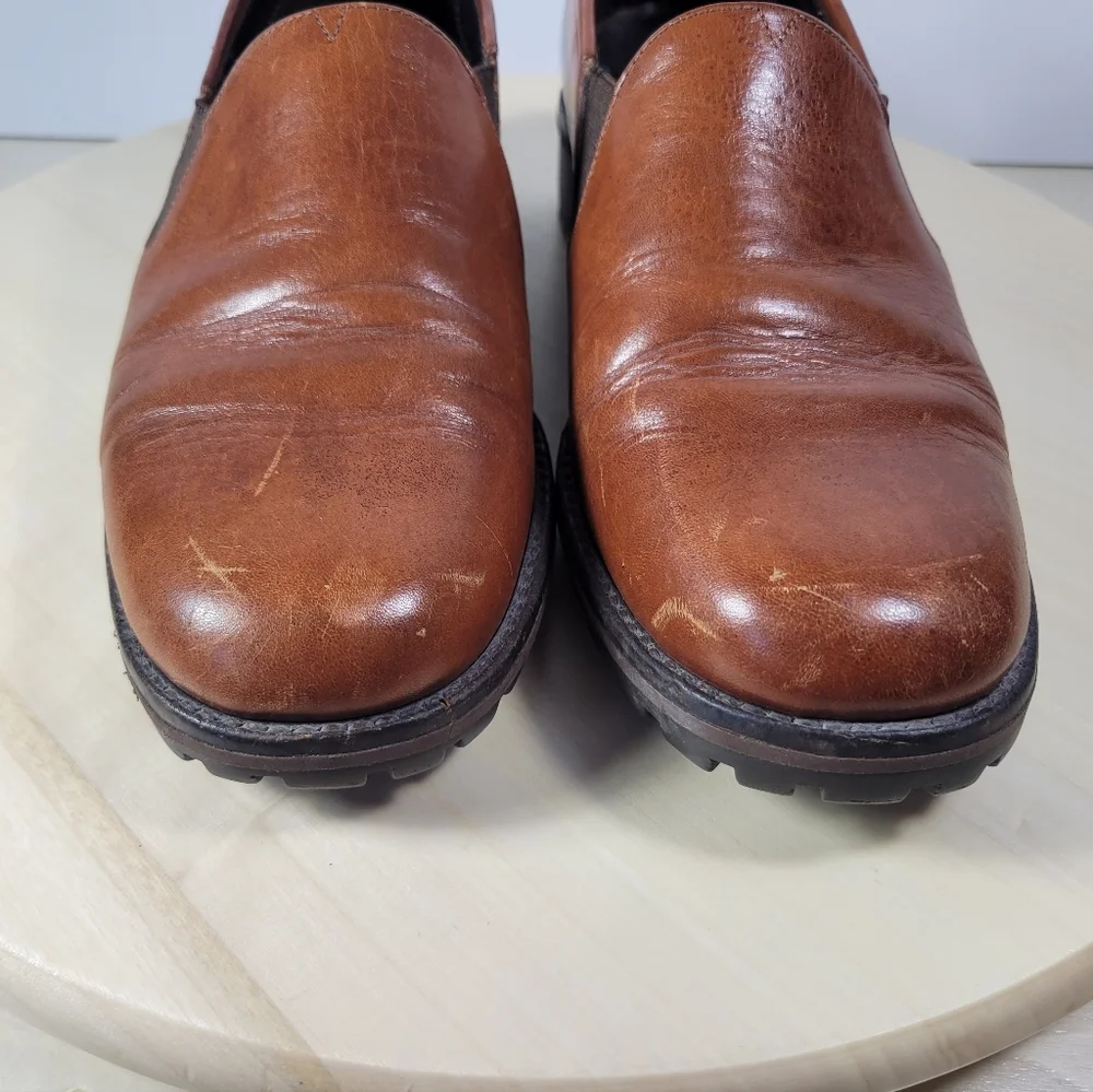 Vintage Cole Haan Country Brown Leather Lug Heel Slip-on Loafer Shoe Size 8 B - Picture 9 of 14